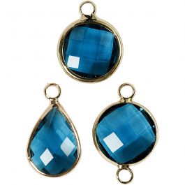 Jewellery Pendant, turquoise, H: 15-20 mm, hole size 2 mm, 1 pack [HOB-61027]