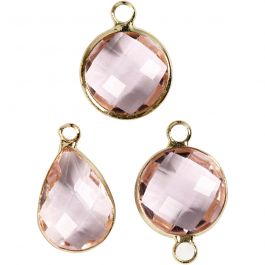 Jewellery Pendant, light rose, H: 15-20 mm, hole size 2 mm, 1 pack [HOB-61031]