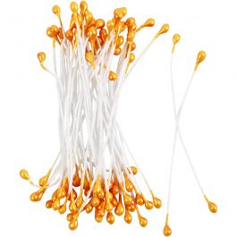 Flower Stamens, L: 6,4 cm, dia. 2 mm, metallic orange, 100 pc/ 1 pack [HOB-610353]