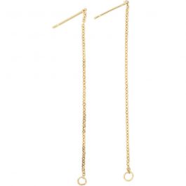 Stud Earrings, gold-plated, L: 70 mm, 1 pair/ 1 pack [HOB-61045]