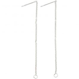 Stud Earrings, silver-plated, L: 70 mm, 1 pair/ 1 pack [HOB-61047]