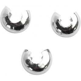 Crimp Bead Cover, silver-plated, D: 5 mm, 50 pc/ 1 pack [HOB-610610]