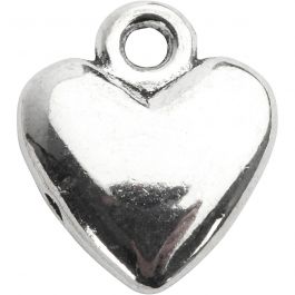 Heart pendant, silver-plated, size 13x15 mm, 10 pc/ 1 pack [HOB-61069]