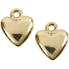 Heart pendant, gold-plated, size 13x15 mm, 10 pc/ 1 pack [HOB-61071]