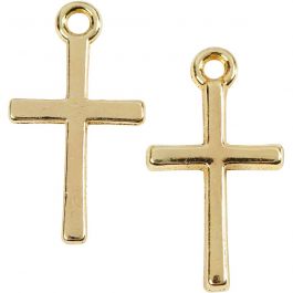 Cross pendant, gold-plated, size 10x18 mm, 20 pc/ 1 pack [HOB-61075]