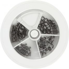 Jewellery Finding Assortment, dark grey metallic, 1 set [HOB-61272]