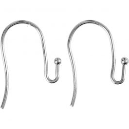 French Ear Wires, silver-plated, L: 21 mm, thickness 0,7 mm, 6 pc/ 1 pack [HOB-61275]