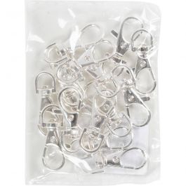 Lobster Claw Clasps, silver-plated, D: 40 mm, 15 pc/ 1 pack [HOB-61314]