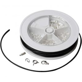 Jewellery Finding Assortment, black, silver-plated, 1 set [HOB-61367]