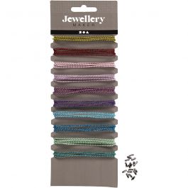 Coloured Bead Chains, assorted colours, D: 1,5 mm, 10x80 cm/ 1 pack [HOB-61505]