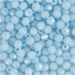 Faceted Beads, size 3x4 mm, hole size 0,8 mm, sea blue, 100pcs