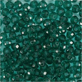 Faceted Beads, emerald green, size 3x4 mm, hole size 0,8 mm, 100 pc/ 1 pack [HOB-61664]