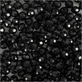 Faceted Beads, size 3x4 mm, hole size 0,8 mm, metallic black, 100pcs