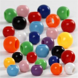 Pony Beads, size 6-10 mm, hole size 3-5 mm, 85g, 150ml