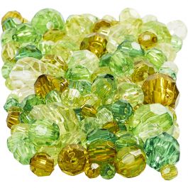 Faceted Bead Mix, size 4-12 mm, hole size 1-2,5 mm, green harmony, 250g, approx. 860 pc