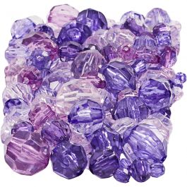 Faceted Bead Mix, size 4-12 mm, hole size 1-2,5 mm, purple harmony, 250g, approx. 860 pc
