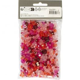 Faceted Bead Mix, size 4-12 mm, hole size 1-2,5 mm, red harmony, 45g, approx. 170 pc