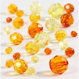 Faceted Bead Mix, size 4-12 mm, hole size 1-2,5 mm, yellow harmony, 45g, approx. 170 pc