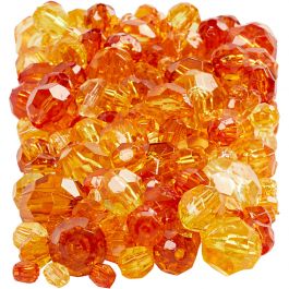 Faceted Bead Mix, size 4-12 mm, hole size 1-2,5 mm, yellow harmony, 250g, approx. 860 pc