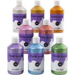 Poster paint Pearlescent, assorted colours, 8x300 ml/ 1 pack [HOB-629796]