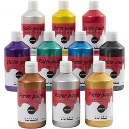 Poster paint Metallic, assorted colours, 10x300 ml/ 1 pack [HOB-629890]