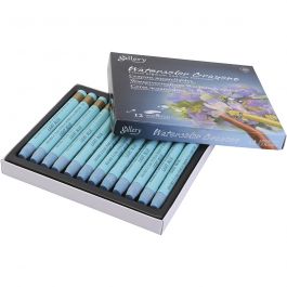 Watercolor Crayons, light blue, 12 pc/ 1 pack [HOB-427352]