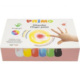 PRIMO Finger Paint, assorted colours, 6x250 ml/ 1 pack [HOB-630180]