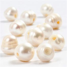 Freshwater Pearls, size 9-11 mm, hole size 2 mm, mother-of-pearl, 10pcs