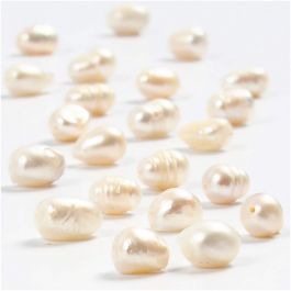 Freshwater Pearls, mother-of-pearl, D: 4 mm, hole size 1 mm, 40 cm/ 1 strand [HOB-631750]