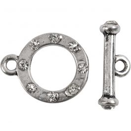 antique silver, L: 17 mm, D: 20 mm, hole size 2 mm, 1 set [HOB-63267]