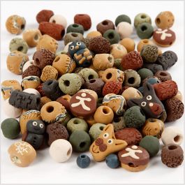 Ceramic Beads, assorted colours, size 7-18 mm, hole size 2-4 mm, 300 g/ 1 pack [HOB-63569]