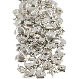 Silver Charms, size 15-20 mm, hole size 3 mm, 80 g/ 1 pack [HOB-63842]
