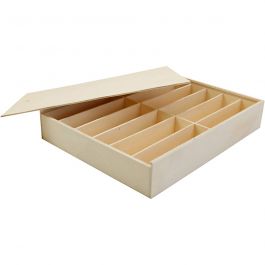 Wooden box with lid, size 29x37x6,5 cm, 1 pc [HOB-668257]