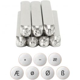 Embossing Stamps, European alphabets, L: 65 mm, size 3 mm, 7 pc/ 1 set [HOB-67577]