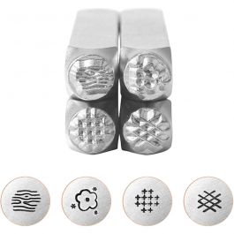 Embossing Stamps, Graphic pattern 2, L: 65 mm, size 6 mm, 4 pc/ 1 set [HOB-67579]