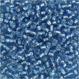 Rocaille Seed Beads, clear turquoise, D: 3 mm, size 8/0 , hole size 0,6-1,0 mm, 25 g/ 1 pack [HOB-682201]