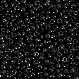 Rocaille Seed Beads, black, D: 3 mm, size 8/0 , hole size 0,6-1,0 mm, 25 g/ 1 pack [HOB-682341]