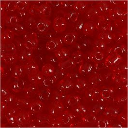 Rocaille Seed Beads, clear red, D: 4 mm, size 6/0 , hole size 0,9-1,2 mm, 25 g/ 1 pack [HOB-682531]