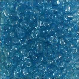 Rocaille Seed Beads, clear turquoise, D: 4 mm, size 6/0 , hole size 0,9-1,2 mm, 25 g/ 1 pack [HOB-682541]