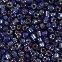 Rocaille Seed Beads, blue oil, D: 4 mm, size 6/0 , hole size 0,9-1,2 mm, 25 g/ 1 pack [HOB-682631]