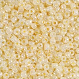 Rocaille Seed Beads, ivory, D: 3 mm, size 8/0 , hole size 0,6-1,0 mm, 25 g/ 1 pack [HOB-682731]
