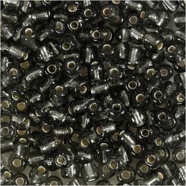Rocaille Seed Beads, clear grey, D: 4 mm, size 6/0 , hole size 0,9-1,2 mm, 25 g/ 1 pack [HOB-682741]