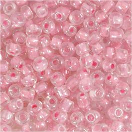 Rocaille Seed Beads, rose center, D: 4 mm, size 6/0 , hole size 0,9-1,2 mm, 25 g/ 1 pack [HOB-682781]