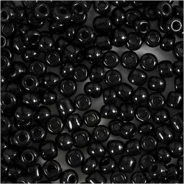 Rocaille Seed Beads, size 6/0 , D: 4 mm, black, 25g, hole size 0,9-1,2 mm [HOB-682811]