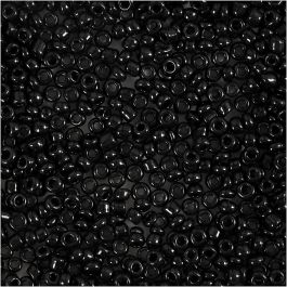 Rocaille Seed Beads, black, D: 2 mm, size 12/0 , hole size 0,8 mm, 25 g/ 1 pack [HOB-682831]