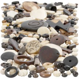 Bone Bead Mix, size 5-30 mm, hole size 1-2 mm, 300 g/ 1 pack [HOB-68421]