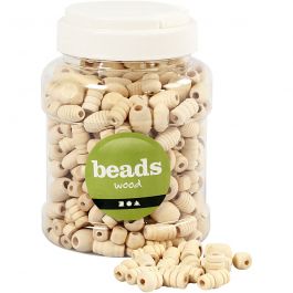 Wooden Beads, size 5-28 mm, hole size 2,5-3 mm, 400 ml/ 1 bucket, 175 g [HOB-684770]
