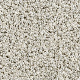 Rocaille Seed Beads, dia. 1,7 mm, size 15/0, hole size 0,5-0,8 mm, silver metal, 25 g/ 1 pack [HOB-686720]