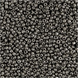 Rocaille Seed Beads, grey metal, D: 1,7 mm, size 15/0 , hole size 0,5-0,8 mm, 25 g/ 1 pack [HOB-686730]