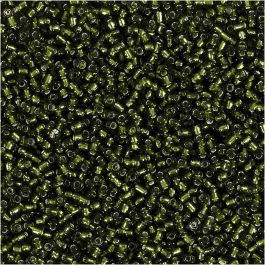 Rocaille Seed Beads, grass green, D: 1,7 mm, size 15/0 , hole size 0,5-0,8 mm, 25 g/ 1 pack [HOB-686760]